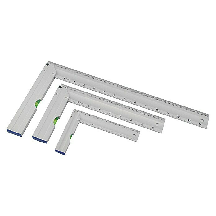 Alpha Tools Schreinerwinkel-Set3 -tlg., Aluminium, Wasserwaage im Griff Front View