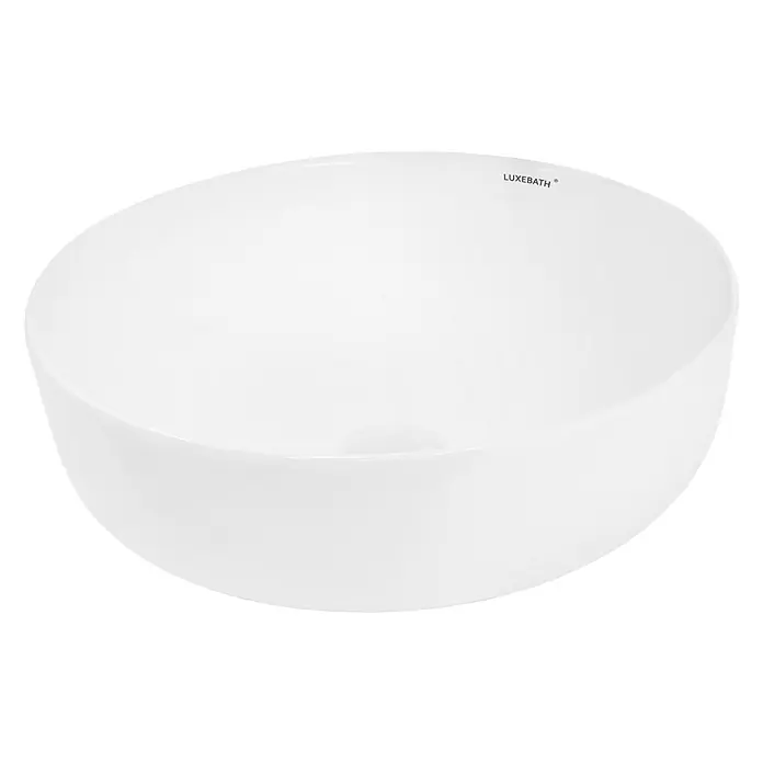 LuxeBath Waschbecken Keramik Waschtisch 400x400x135mm Rund Weiß Spülbecken -  - Weißes, rundes, schalenförmiges Keramikwaschbecken von LUXEBATH.