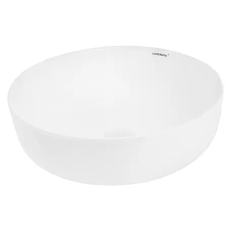 LuxeBath Waschbecken Keramik Waschtisch 400x400x135mm Rund Weiß Spülbecken