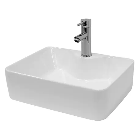 LuxeBath  Aufsatzwaschbecken Waschschale Aufsatzwaschtisch Weiß inkl. Ablaufgarnitur ohne Überlauf