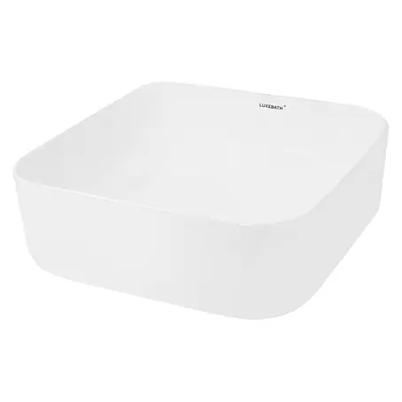 LuxeBath Waschbecken Keramik Waschtisch 390x390x140 mm Eckig Weiß Becken