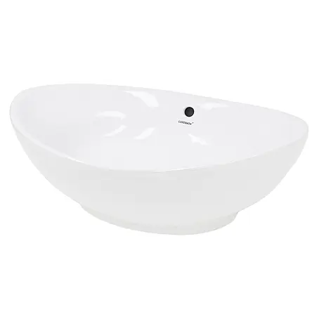 LuxeBath Waschbecken Keramik Waschtisch 590x390x200 mm Weiß Oval Spülbecken