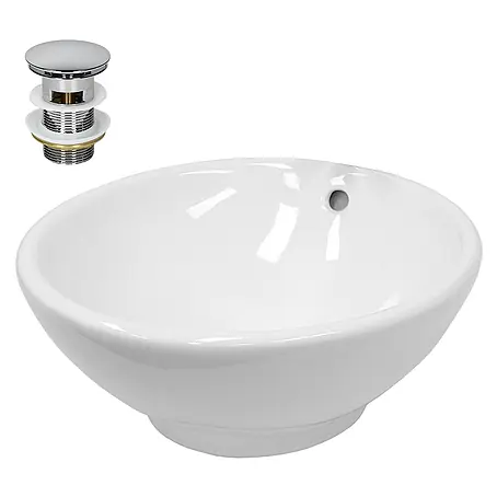 LuxeBath  Aufsatzwaschbecken Aufsatzwaschtisch Handwaschbecken inkl. Ablaufgarnitur mit Überlauf