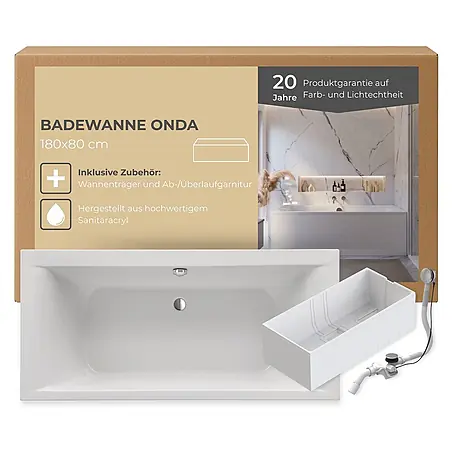Interpromo  Badewanne Onda Komplettset inkl. Wannenträger 180 x 80