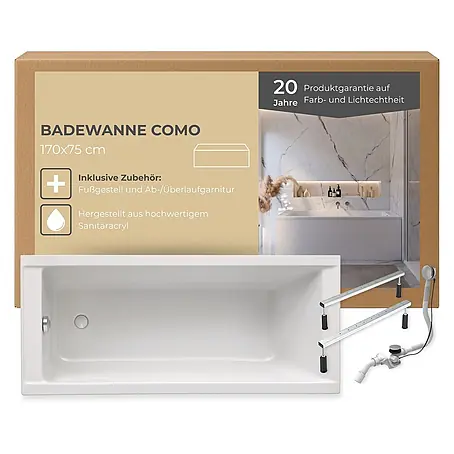 Interpromo  Badewanne Como Komplettset inkl. Fußgestell 170 x 75