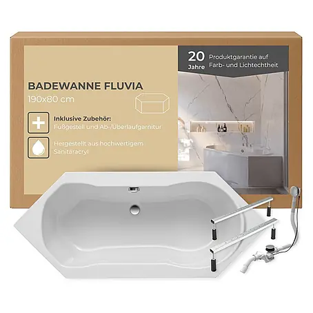 Interpromo  Badewanne Fluvia Komplettset inkl. Fußgestell 190 x 80