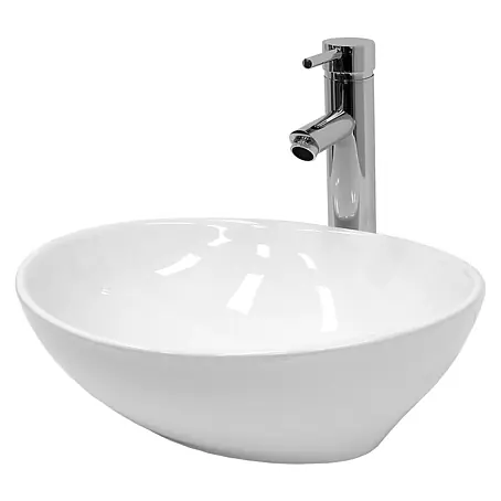 LuxeBath Waschbecken 410x330x142 mm Keramik Weiß mit Ablaufgarnitur