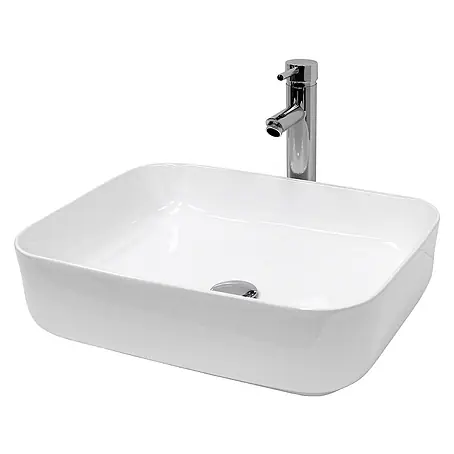 LuxeBath Waschbecken Keramik 505x395x135 mm Weiß inkl. Ablaufgarnitur