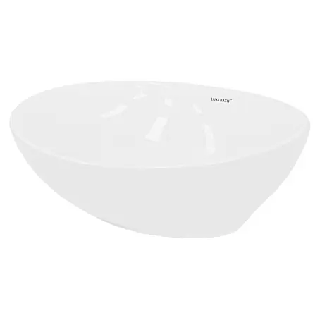 LuxeBath  Aufsatzwaschbecken Aufsatzwaschtisch Waschschale Oval Weiß Spülbecken