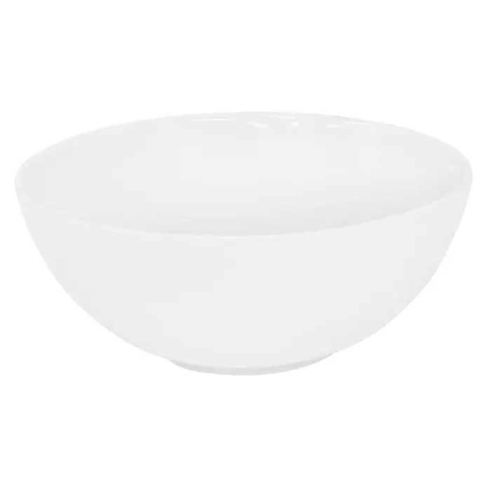 LuxeBath Waschbecken Keramik Waschtisch Ø 320x135 mm Rund Weiß Spülbecken -  - Glatte, glänzende weiße Keramikschale mit asymmetrischem oberen Rand, zum Servieren geeignet.
