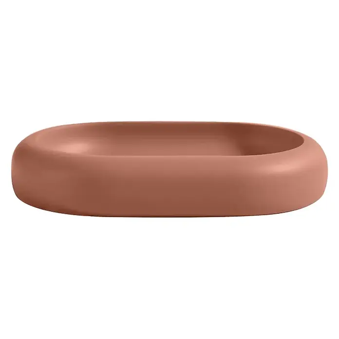 Spirella Jabonera - 8,3 x 12,7 x 2,2 mm, Terracota - Lavabo ovalado liso y redondeado de color terracota.