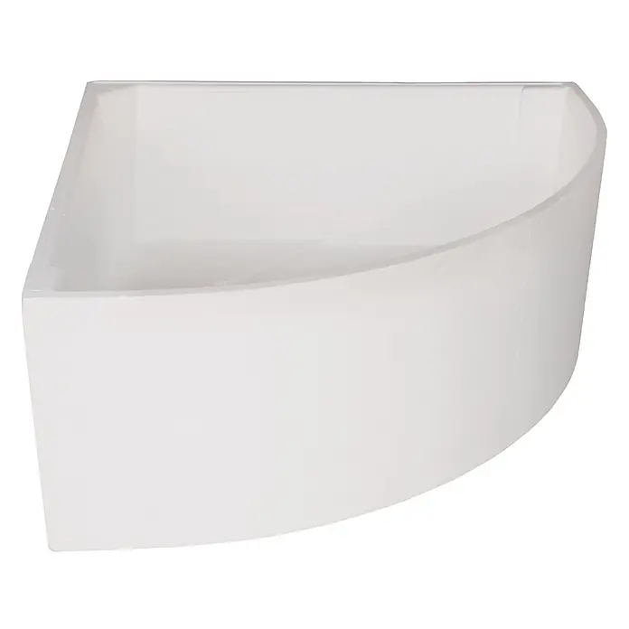 Calmwaters® Eckbadewanne Komplettset 140x140 cm mit Wannenträger & Ablaufgarnitur, Acrylwanne Original, Duowanne für 2, Sitzbadewanne, Set Badewanne komplett, Eckwanne 140 x 140, Weiß, 99000089 -  - Weißes, durchscheinendes Eckregal aus Kunststoff mit abgerundeter Vorderseite.
