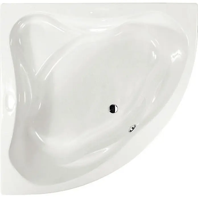 Calmwaters® Eckbadewanne Komplettset 140x140 cm mit Wannenträger & Ablaufgarnitur, Acrylwanne Original, Duowanne für 2, Sitzbadewanne, Set Badewanne komplett, Eckwanne 140 x 140, Weiß, 99000089 -  - Weiße asymmetrische Badewanne mit ergonomischer Innenform, inklusive Abfluss und Überlauf.