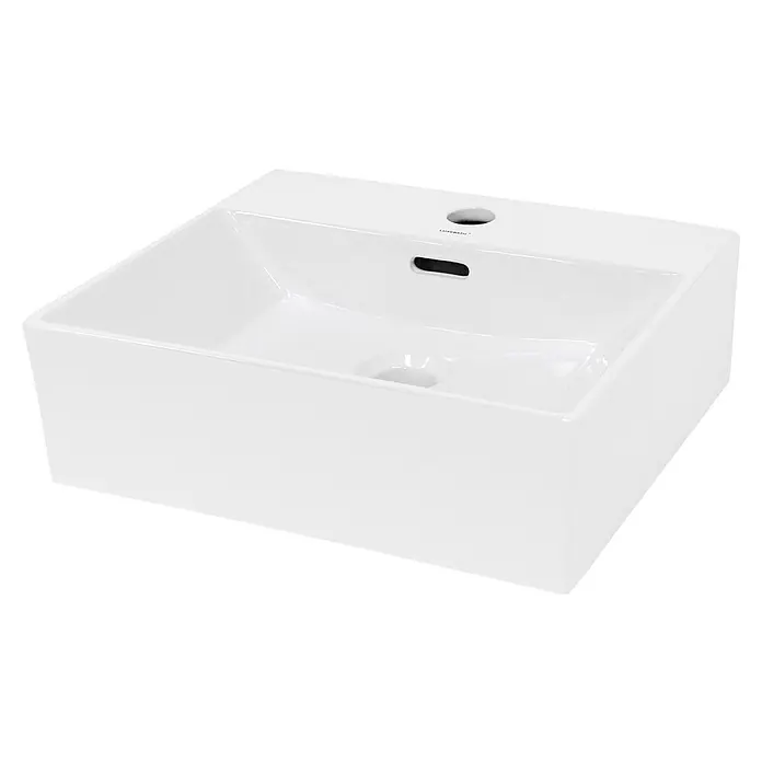 LuxeBath Waschbecken Keramik Waschtisch 415x360x130mm Eckig Weiß Spülbecken -  - Rechteckiges weißes Keramik-Aufsatzwaschbecken mit Überlauf- und Hahnlöchern.