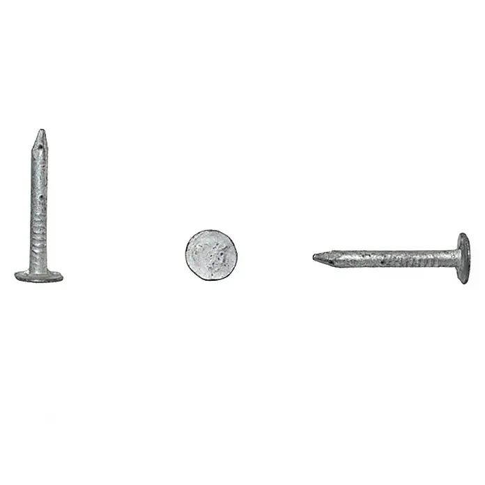 Sarei Pappnägel - Durchmesser: 2,8 mm, Länge: 25 mm, 50 Stk. - Nägel: Eine Nahaufnahme von drei verzinkten Drahtstiften, die in verschiedenen Ansichten aufgereiht sind.