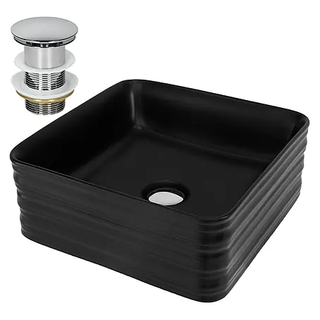 ML-Design Waschbecken Keramik Schwarz Matt 390x390x150 mm Quadratisch