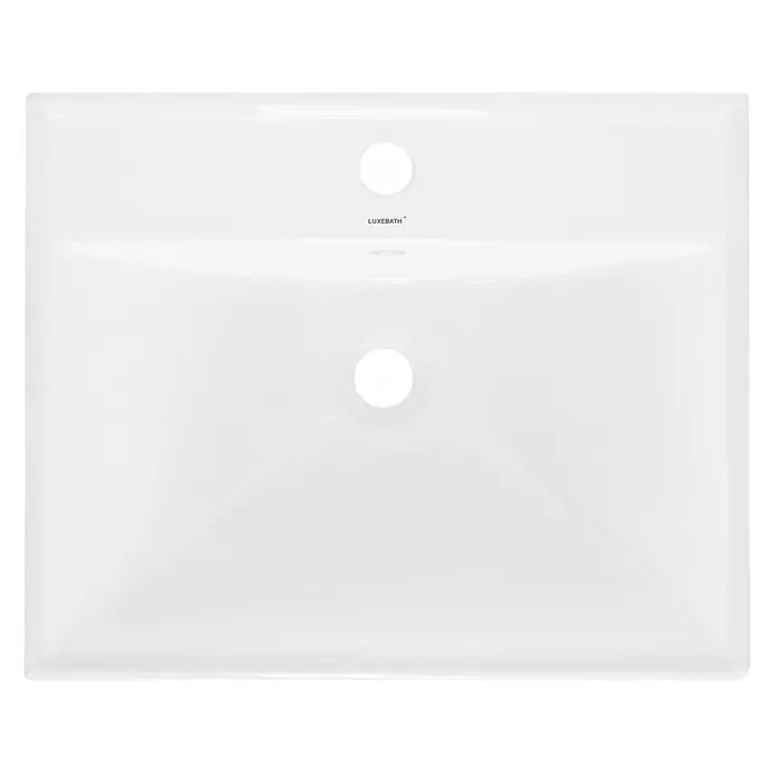 ML-Design Waschbecken Keramik Weiß 51x15,5x41,5 cm Eckig Ablaufgarnitur -  - Glänzendes weißes, rechteckiges Keramikwaschbecken mit einem Hahnloch und Abfluss.