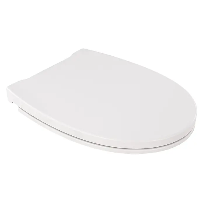 Calmwaters® WC-Sitz Family, Toilettendeckel mit integriertem Kindersitz, einzeln lösbar, Absenkautomatik, 2 Montage-Optionen von oben, abnehmbar, antibakteriell, ovale Klobrille Weiß -  - Weißer, geschlossener Toilettensitz aus strapazierfähigem Kunststoff.