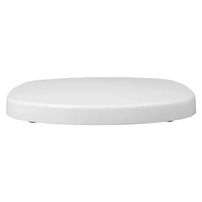 Calmwaters WC-Sitz für Ideal Standard Connect | Toilettensitz Absenkautomatik | Duroplast | Take-Off & Top-Fix | Überlappend | Edelstahlscharnier | Made in EU | Weiß | 26LP6261 -  - Weißer, abgerundeter Toilettensitz.