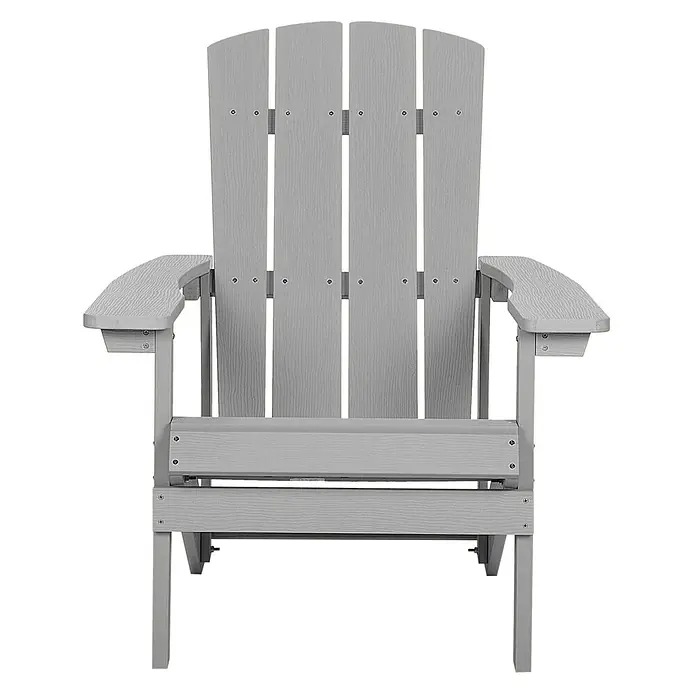 2-tlg Gartenstuhl ADIRONDACK in Grau -  - Grauer Adirondack-Stuhl aus wetterfestem Material, mit breiten Armlehnen und Lattenrücken.