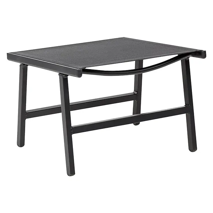 2er-Set Gartenstuhl MARCEDDI in Schwarz -  - Dunkelgrauer Metall-Ottomane für draußen mit Netzgewebe-Sitzfläche.