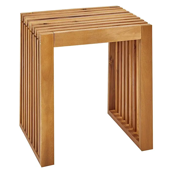 Beliani Gartenstuhl-Set BELLANO - 2 Stk., Akazienholz, Braun, B x T x H: 45 x 35 x 43 cm - Helle Holzbank mit Lattenrost, ideal für Dusche oder Garten.