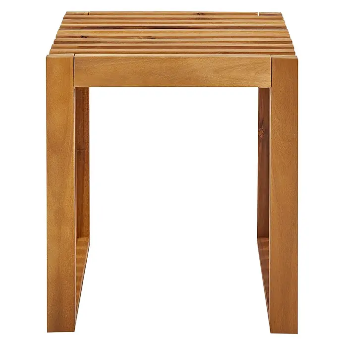 Beliani Gartenstuhl-Set BELLANO - 2 Stk., Akazienholz, Braun, B x T x H: 45 x 35 x 43 cm - Hellbrauner Holzschemel mit Lattenoberfläche.