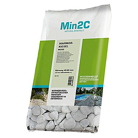 Min2C Marmorkiesel (Weiß, Körnung: 40 mm - 60 mm, 25 kg)