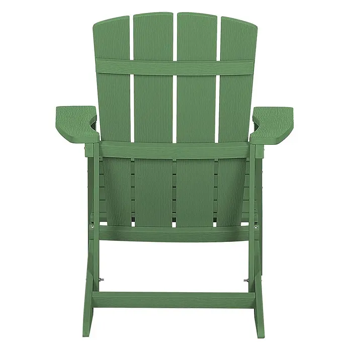 2-tlg Gartenstuhl ADIRONDACK in Grün -  - Rückansicht eines grünen, texturierten Adirondack-Stuhls mit Lattenrost.