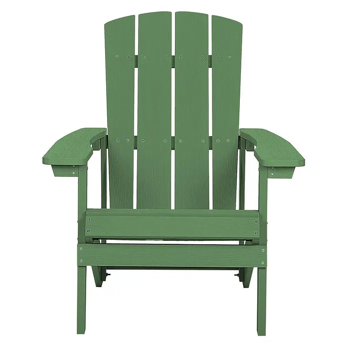2-tlg Gartenstuhl ADIRONDACK in Grün -  - Grüner Adirondack Stuhl mit strukturierter Oberfläche, Lattenrücken und breiten Armlehnen für draußen.