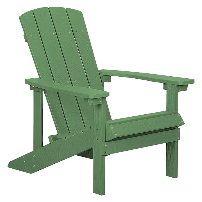 2-tlg Gartenstuhl ADIRONDACK in Grün -  - Grüner Adirondack-Stuhl mit Holzmaserung, ideal für Entspannung im Freien.