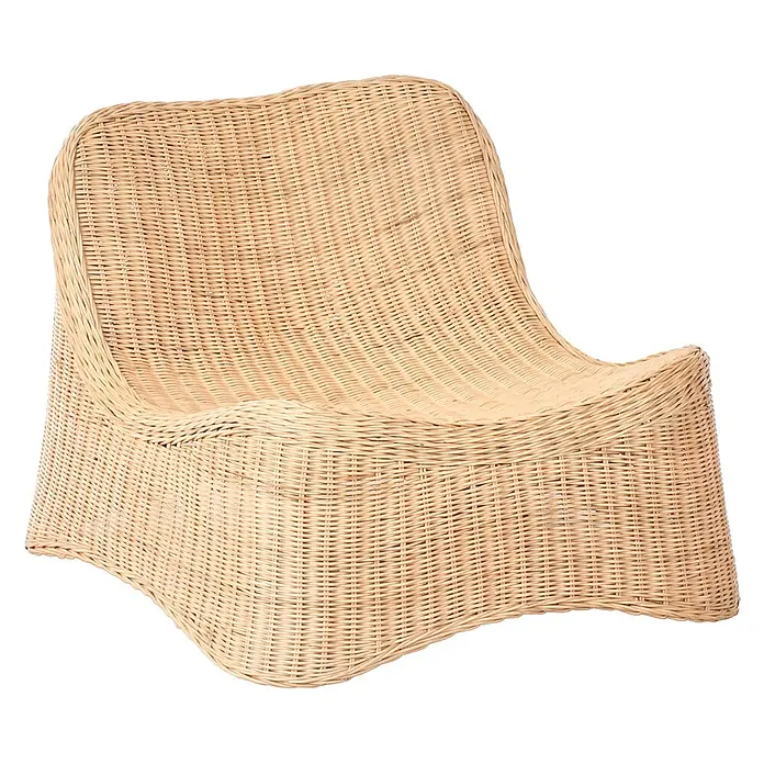 2-tlg Gartenstuhl AIGANI in Naturfarben/Beige -  - Heller, geflochtener Korbsessel-Lounge mit ergonomischem, geschwungenem Design für bequemes Sitzen.