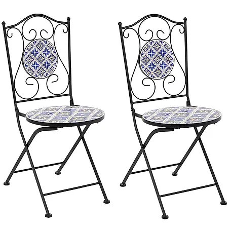 2er-Set Gartenstuhl SIPONTO in Weiß/Blau/Schwarz