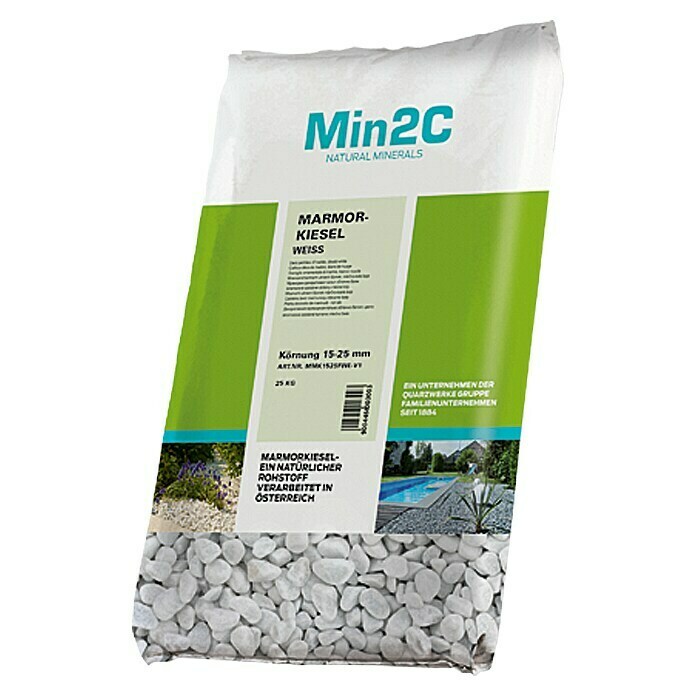 Min2C Ukrasni kamenčići (Bijelo, 15 mm - 25 mm, 25 kg)