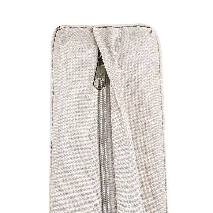 2-tlg Gartenstuhl BAUCINA in Beige/Weiß -  - Helles beiges Textil mit teilweise geöffnetem Metallreißverschluss, sichtbar sind Schieber und Zähne.