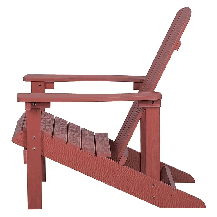 2-tlg Gartenstuhl ADIRONDACK in Rot -  - Rotbrauner Adirondack-Stuhl, Seitenansicht, Lamellendesign für den Außenbereich.