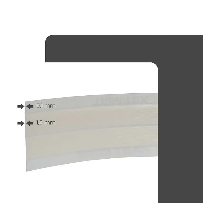 Protektor Kantenschutz für Trockenbau 30,4m Kantenprofil Rolle Trockenbau -  - Weißes, flexibles Band mit Hervorhebung von 0,1 mm und 1,0 mm Stärken, mit schwacher "LKIN-LEX"-Markierung.