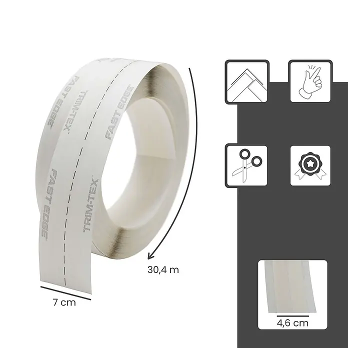 Protektor Kantenschutz für Trockenbau 30,4m Kantenprofil Rolle Trockenbau -  - Rolle weißes perforiertes Eckleistenband, 7 cm breit, 30,4 m lang, für einfaches Kantenfinish.