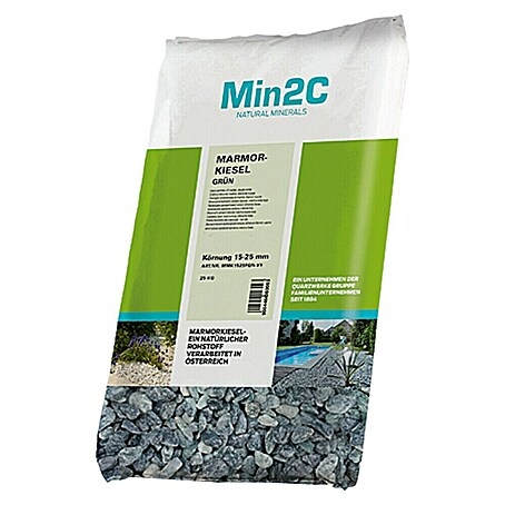 Min2C Marmorkiesel (Grün, Körnung: 15 mm - 25 mm, 25 kg)