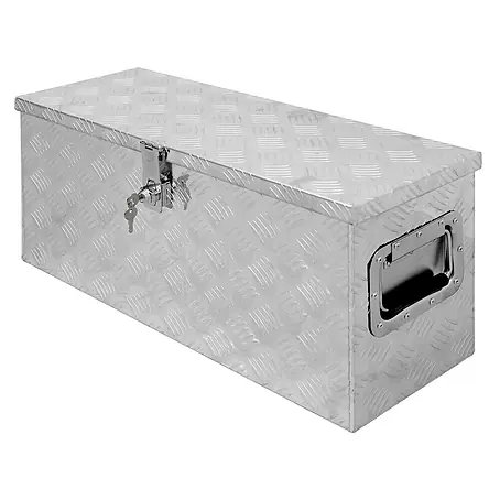 ECD Germany  Aufbewahrungskiste Transportbox Silber abschließbar Kiste Deichselbox Truckbox Box