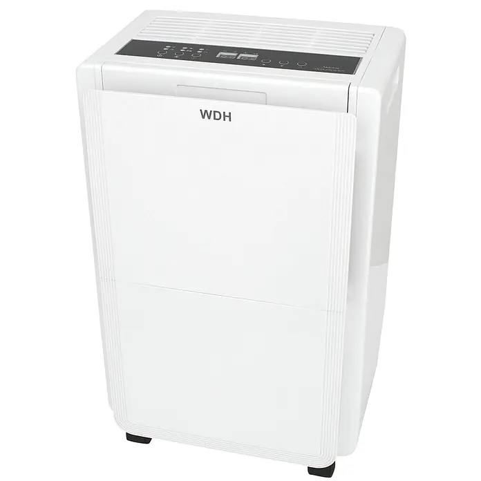 WDH Elektro-Luftentfeuchter Bautrockner WDH-930EEW - für 80m² - 40 Liter/Tag - Smart Home-fähig - 495 W, Entfeuchtungsleistung: 40 l/Tag, Weiß - Weißer Luftentfeuchter aus Kunststoff mit modernem Design und Digitalanzeige.