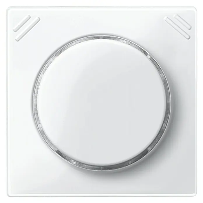 Merten 1-M Dimmerabdeckung MEG5250-0319 - Polarweiß, Kunststoff, IP20 - Weißer, runder Unterputz-Lichtschalter mit silberfarbenem Rahmen. Ideal für moderne Wohnräume und einfache Bedienung.
