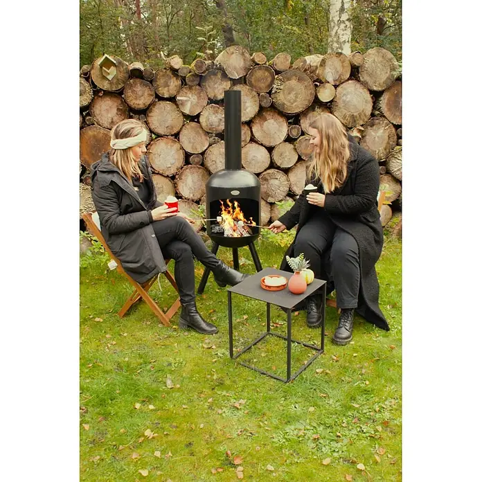 Bonfeu Chimenea de exterior Bonselo - Ø x Al: 39 x 147 cm, Acero, Negro - Foto ambiente