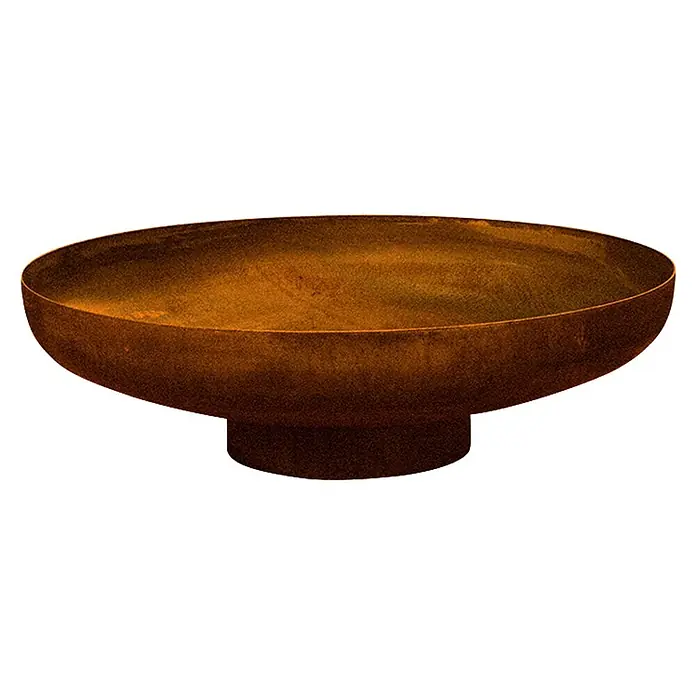 Outr Brasero Jesco - Diámetro: 80 cm, Acero Corten - Brasero rústico de metal bronce oscuro con un cuenco ancho y poco profundo y base redonda.