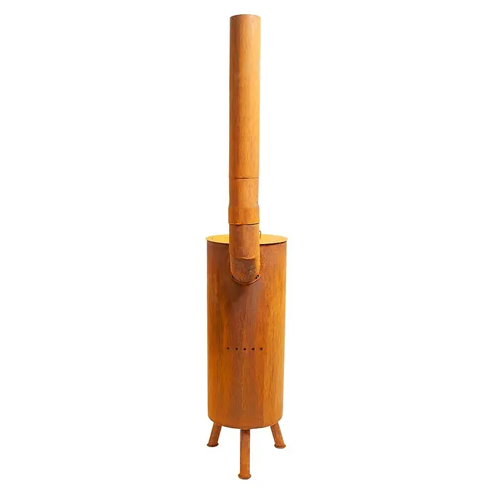 Bonfeu Chimenea de exterior Bongiano L - Ø x Al: 30 x 164 cm, Acero Corten, Marrón óxido - Chimenea exterior de metal oxidado con chimenea alta y tres patas.