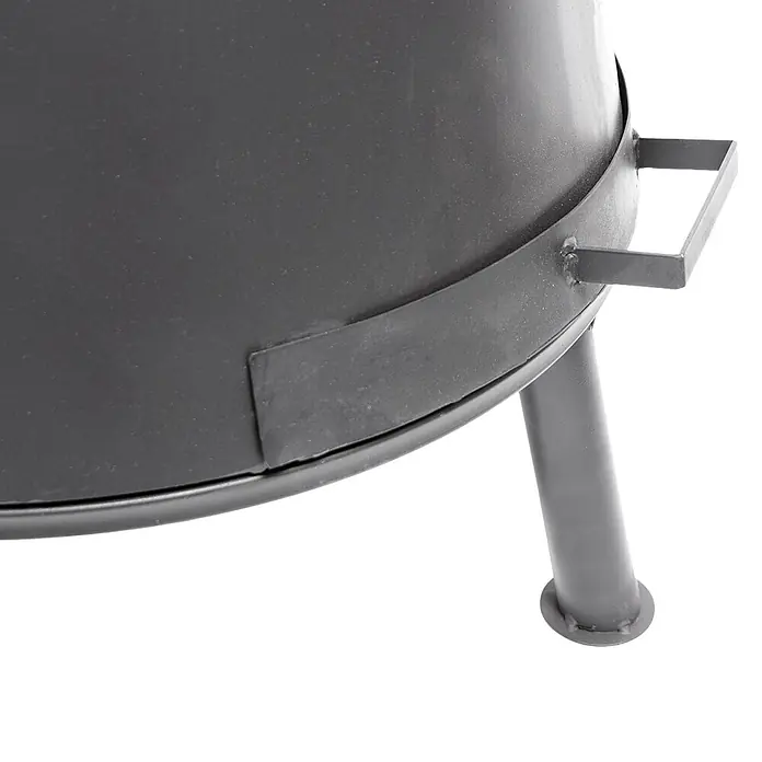 Bonfeu Chimenea de exterior Bonpyra - Ø x Al: 50 x 166 cm, Acero, Negro - Parrilla o brasero de metal gris oscuro con una pata y asa.