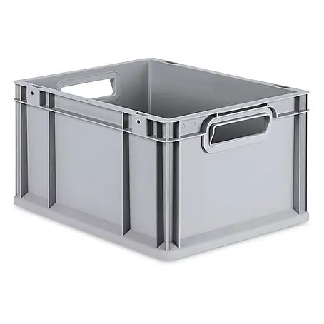 Eurobox NextGen Grip | HxBxT 22x30x40cm | 20 Liter | Griffe offen | Glatter Boden | Grau | Eurobehälter, Transportbox, Transportbehälter, Stapelbehälter, Box