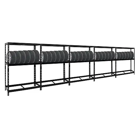Mega Deal | 5x Reifenregal Tiger | HxBxT 180x130x50 cm | bis zu insgesamt 60 Reifen | mit Fachboden | Schwarz