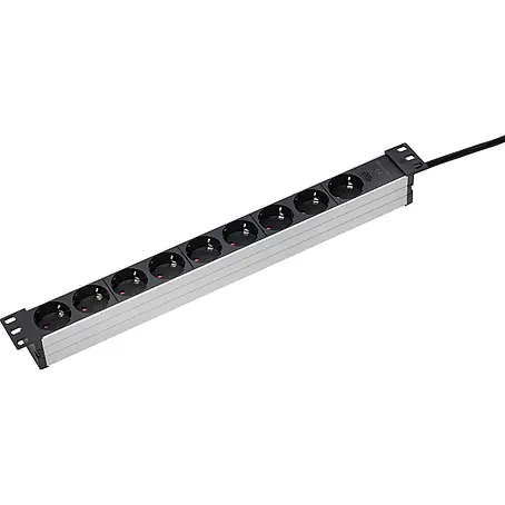 as - Schwabe 9-fach Steckdosenleiste RACK 3m 230V für 19" Netzwerkschrank IP20