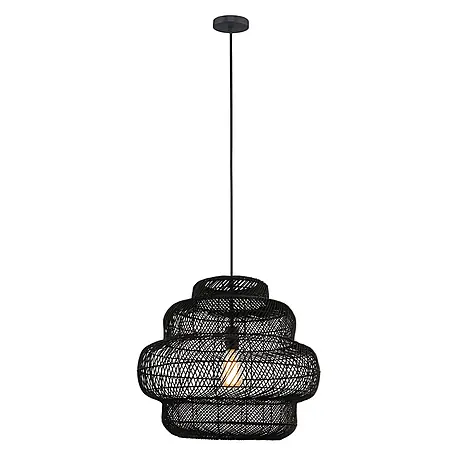 HOME DELUXE Hängeleuchte aus Rattan SIA - Schwarz